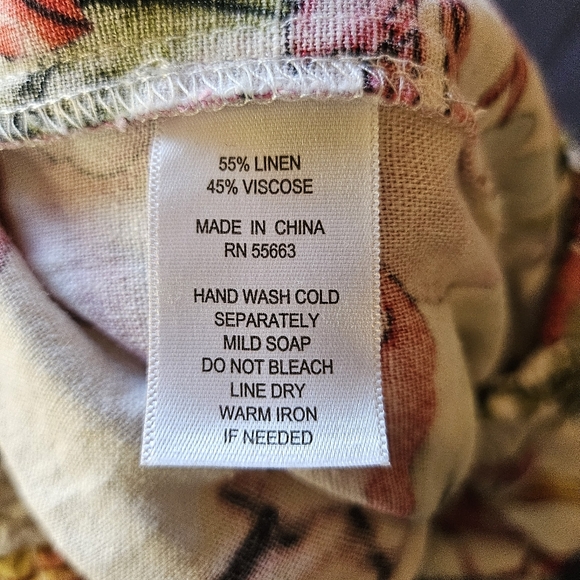 Tahari Tropical Fruit Print Linen-Blend Wide Leg Pants Size Lg - Picture 4 of 10